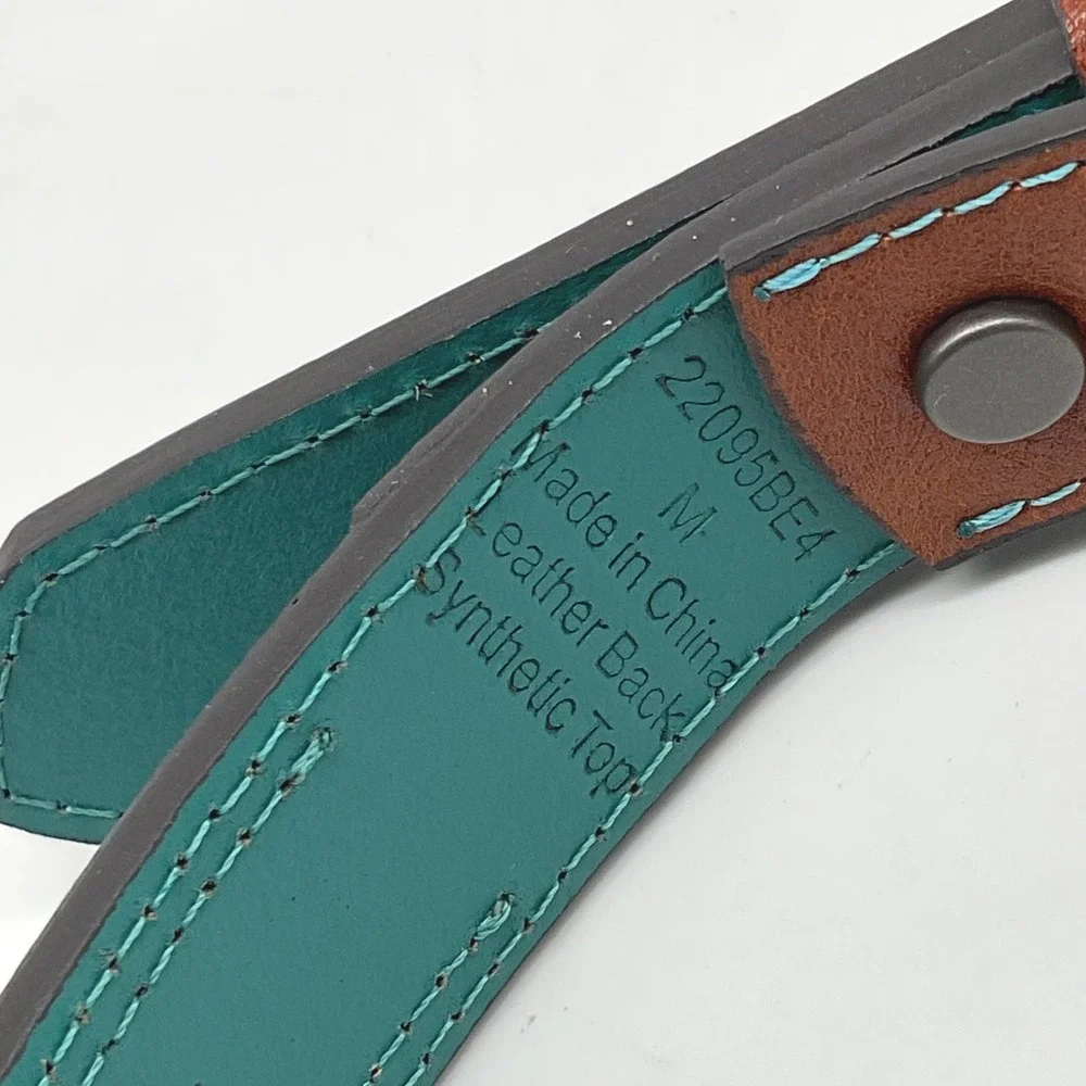 Catchfly‎ Studio Kids Leather Belt Turquoise Arrow Embroidery Size M